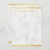 大理石エレガント金ゴールドハンドスクリプトパーソナライズされた ノートカード (正面/裏面)