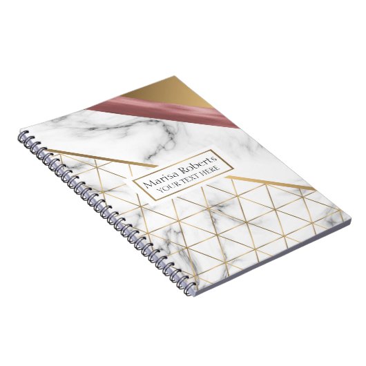 大理石エレガント金ゴールドバラ金ゴールドデザイン ノートブック (右側)