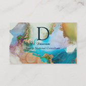 大理石エレガント金ゴールドブルーホワイトミント 名刺 (裏面)