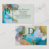 大理石エレガント金ゴールドブルーホワイトミント 名刺 (正面/裏面)