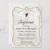 大理石エレガント金ゴールドベビーガールズバプテスマ 招待状 (正面)