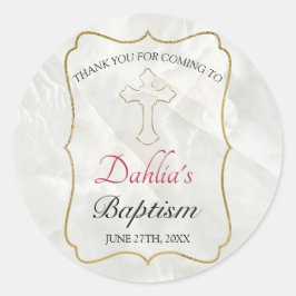 大理石エレガント金ゴールドベビーバプテススマ ラウンドシール