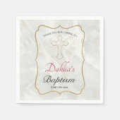 大理石エレガント金ゴールドベビーバプテスマ披露宴 スタンダードカクテルナプキン (正面)