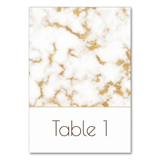 大理石エレガント金ゴールド結婚静脈のテーブル番号 テーブルナンバー (正面)