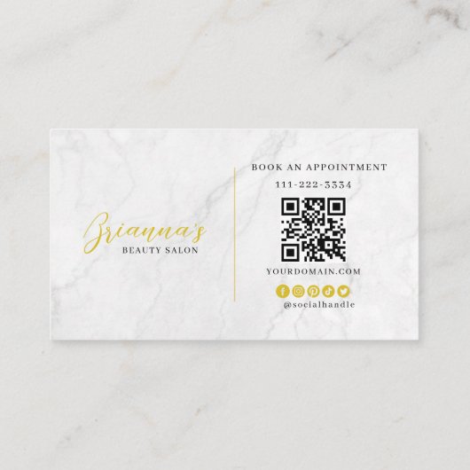 大理石エレガント金ゴールド美しいサロンアポイントメント 名刺 (裏面)