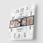 大理石エレガント4フォトコラージュファミリー引用文 スクエア壁時計 (傾斜)