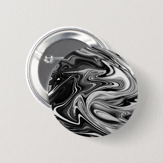 大理石エレガント7 – 液体黒と白 缶バッジ (正面&裏面)