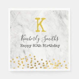 大理石エレガント80誕生日のモノグラム金ゴールド点 スタンダードランチョンナプキン