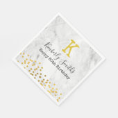 大理石エレガント80誕生日のモノグラム金ゴールド点 スタンダードランチョンナプキン (角)