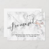 大理石エレガント&バラ金ゴールドはさみヘアスタイリスト 案内ポストカード (正面/裏面)