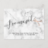 大理石エレガント&バラ金ゴールドはさみヘアスタイリスト 案内ポストカード (正面)