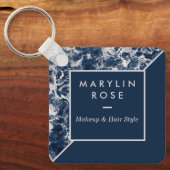 大理石カスタマイズ可能な正方形ビジネス キーホルダー (正面)