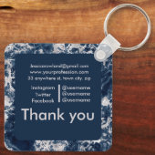 大理石カスタマイズ可能な正方形ビジネス キーホルダー (裏面)