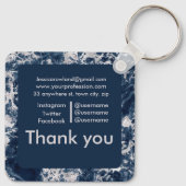 大理石カスタマイズ可能な正方形ビジネス キーホルダー (裏面)