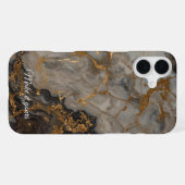 大理石カスタム名電話ケース – エレガント金ゴールド静脈 iPhoneケース (裏面横)