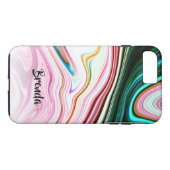 大理石カッコいいカラフル渦巻きモノグラム Case-Mate iPhoneケース (裏面(横))