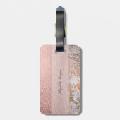 大理石カッコいいグラデーショングリッターモノグラムパーソナライズされた ラゲッジタグ (裏面縦)