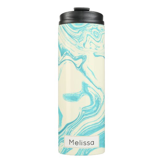 大理石カッコいいデザインインターコイズクリームカスタム タンブラー (正面)