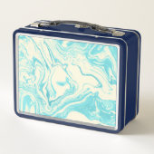 大理石カッコいいデザインインターコイズクリームカスタム メタルランチボックス (裏面)