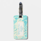 大理石カッコいいデザインインターコイズクリームカスタム ラゲッジタグ (裏面縦)