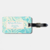 大理石カッコいいデザインインターコイズクリームカスタム ラゲッジタグ (裏面横)