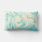 大理石カッコいいデザインターコイズとクリーム結婚ズ ランバークッション (裏面)