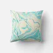 大理石カッコいいデザインターコイズとクリーム クッション (裏面)
