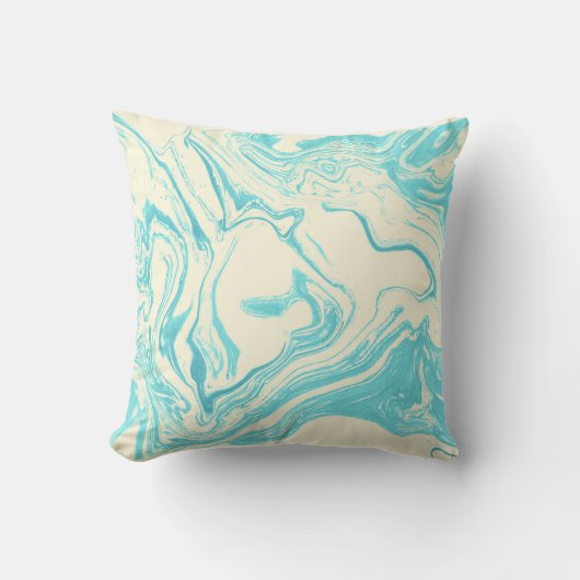 大理石カッコいいデザインターコイズとクリーム クッション (正面)