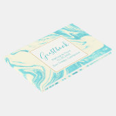 大理石カッコいいデザインターコイズとクリーム ゲストブック (コーナー)