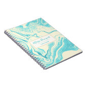 大理石カッコいいデザインターコイズとクリーム ノートブック (右側)