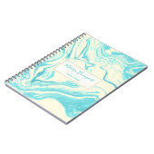 大理石カッコいいデザインターコイズとクリーム ノートブック (左側)