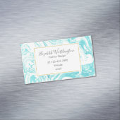 大理石カッコいいデザインターコイズとクリーム マグネット名刺 (インサイチュ)