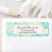 大理石カッコいいデザインターコイズとクリーム ラベル (インサイチュ)