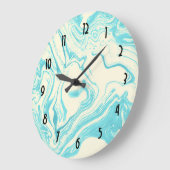 大理石カッコいいデザインターコイズとクリーム ラージ壁時計 (傾斜)