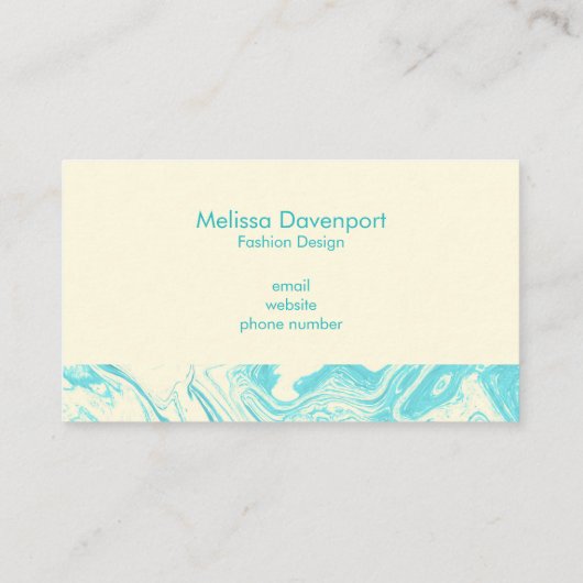 大理石カッコいいデザインターコイズとクリーム 名刺 (裏面)