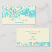 大理石カッコいいデザインターコイズとクリーム 名刺 (正面/裏面)