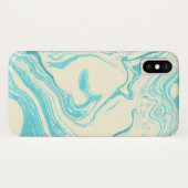 大理石カッコいいデザインターコイズとクリーム Case-Mate iPhoneケース (裏面(横))