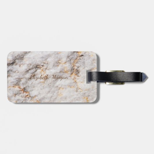 大理石カッコいい花崗岩の石のテクスチャ、モノグラム ラゲッジタグ (裏面横)