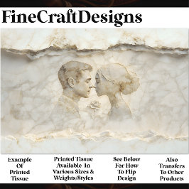 大理石カップルとバラ彫刻X1デコページ 薄葉紙