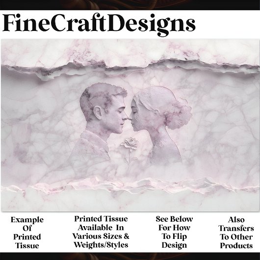 大理石カップルとバラ彫刻X2デコページ 薄葉紙