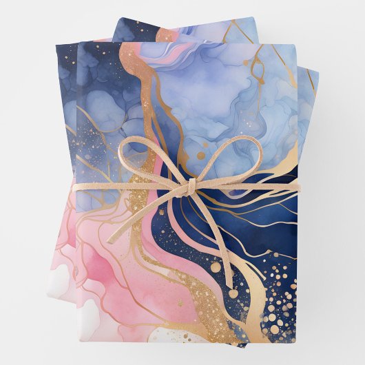 大理石カラフルインクアート包装紙シート ラッピングペーパーシート