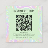 大理石カラフル虹QRコード液体ボーホスクエア スクエア名刺 (裏面)