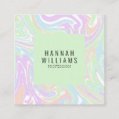 大理石カラフル虹QRコード液体ボーホスクエア スクエア名刺 (正面)
