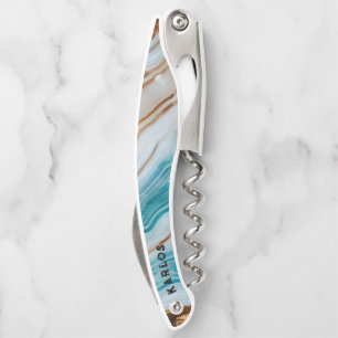 大理石カラフル質波模様モノグラム ソムリエナイフ