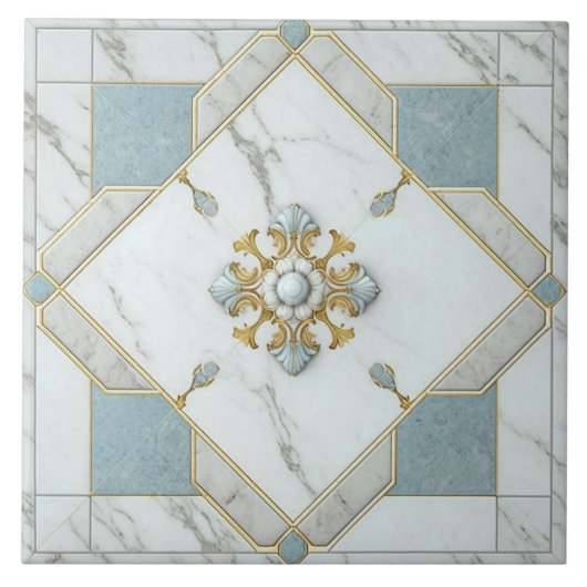 大理石カラーセラミックタイルとバラ窓モザイク タイル (正面)