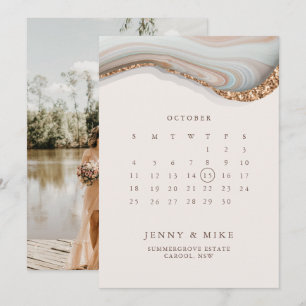 大理石カレンダー・セーブ・ザ・デート招待状 招待状