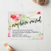 大理石カードに水彩花を移した ノートカード (正面/裏面インサイチュ)