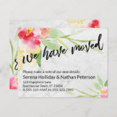 大理石カードに水彩花を移した ノートカード (正面/裏面)