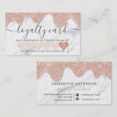 大理石ガーリー金ゴールドグリッタードリップス化粧 ロイヤリティカード (正面/裏面)