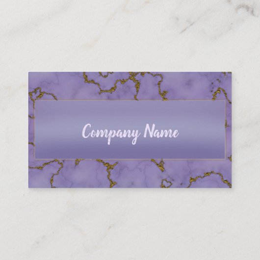 大理石ガーリー金ゴールドグリッターモダンミニマリストパープル 名刺 (裏面)